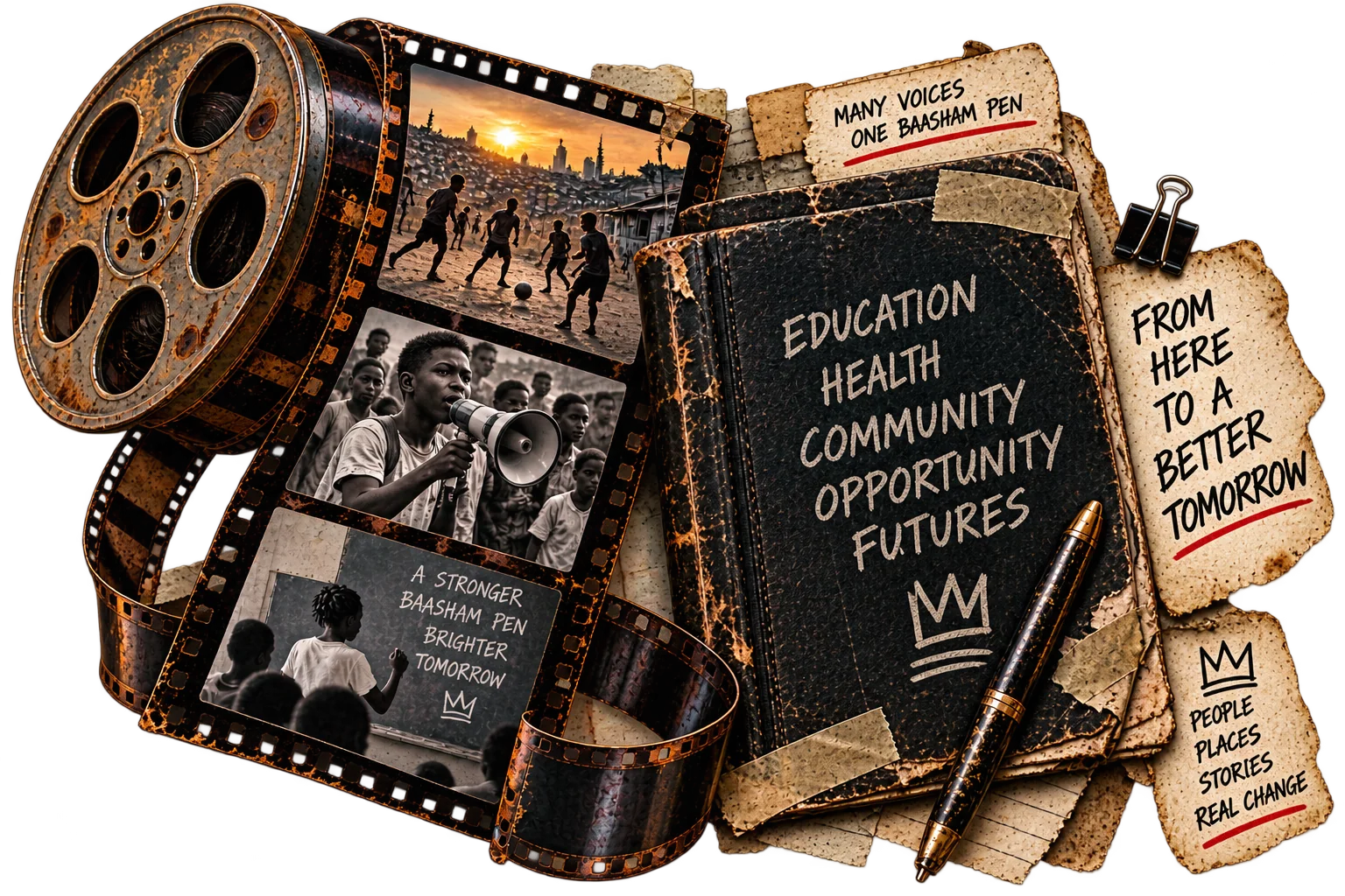 Gritty documentary film collage
